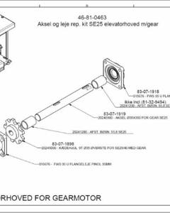 Shaft and bearing rep. kit, elevatortop SE25, gear M&M